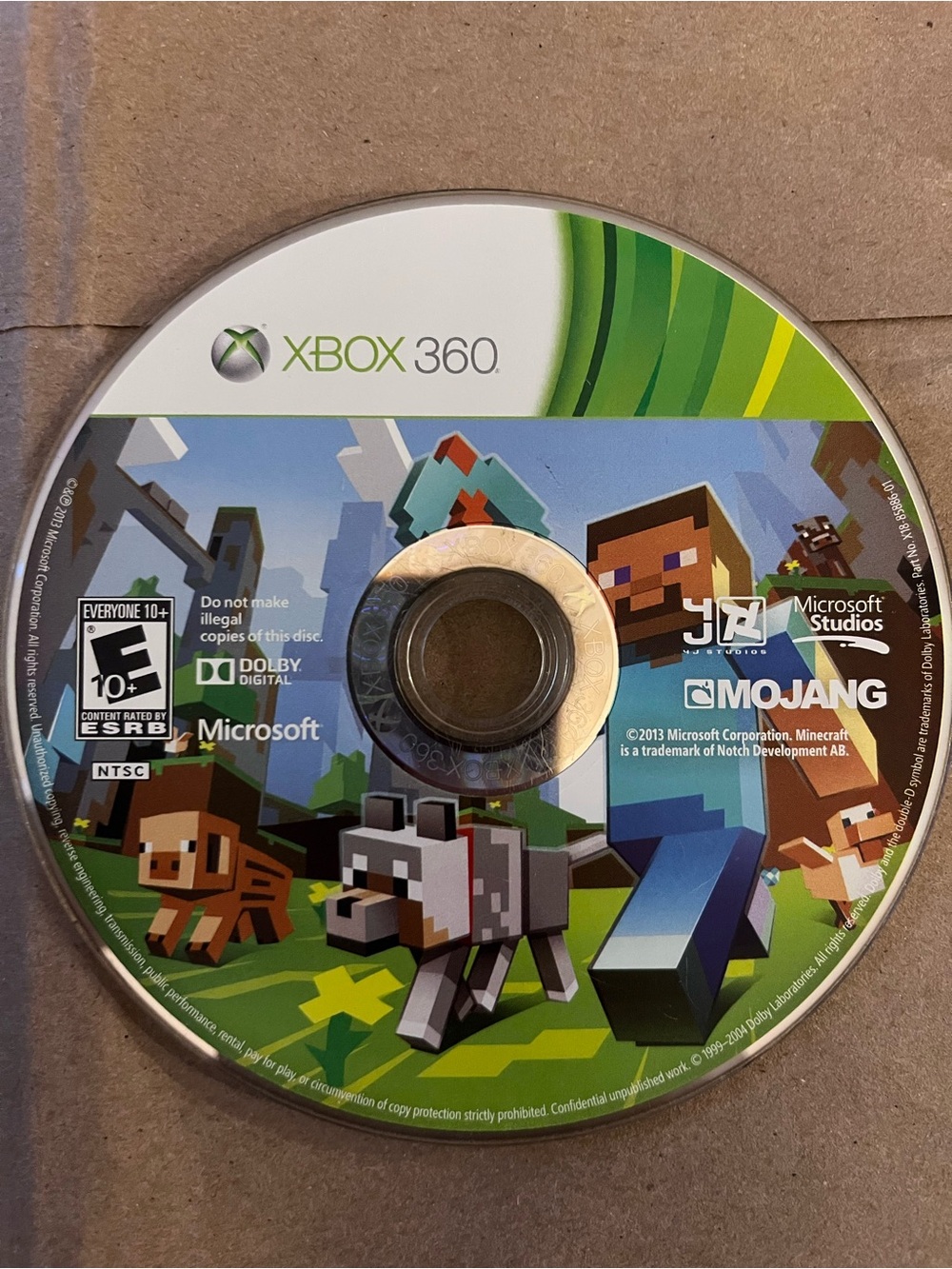 Minecraft (Xbox 360) Video Game Disc - Green - no case